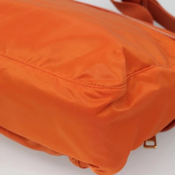 PRADA Shoulder Bag Nylon Orange Gold Auth 123505 - Picture 4 of 16